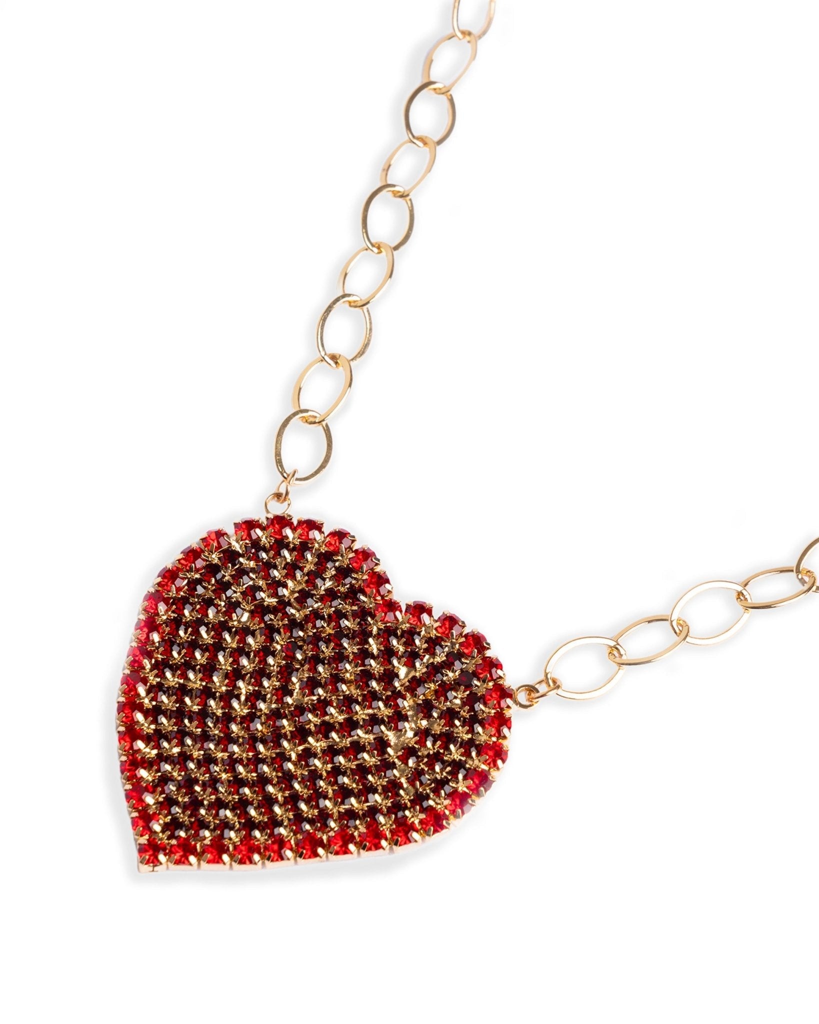 Collana girocollo a catena con pendente a forma di cuore con strass rossi e neri - Mya Accessories