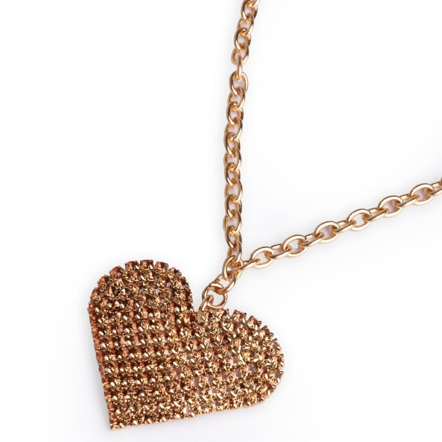 Collana a catena sottile con pendente a cuore strass tono topazio - Mya Accessories