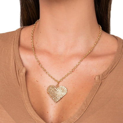 Collana a catena sottile con pendente a cuore strass tono topazio - Mya Accessories