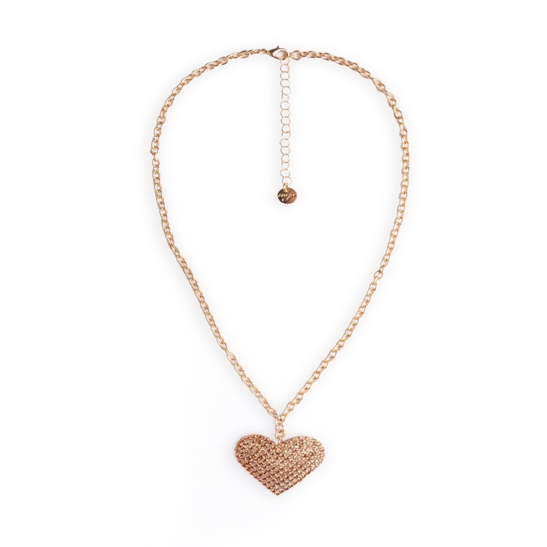 Collana a catena sottile con pendente a cuore strass tono topazio - Mya Accessories