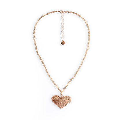 Collana a catena sottile con pendente a cuore strass tono topazio - Mya Accessories