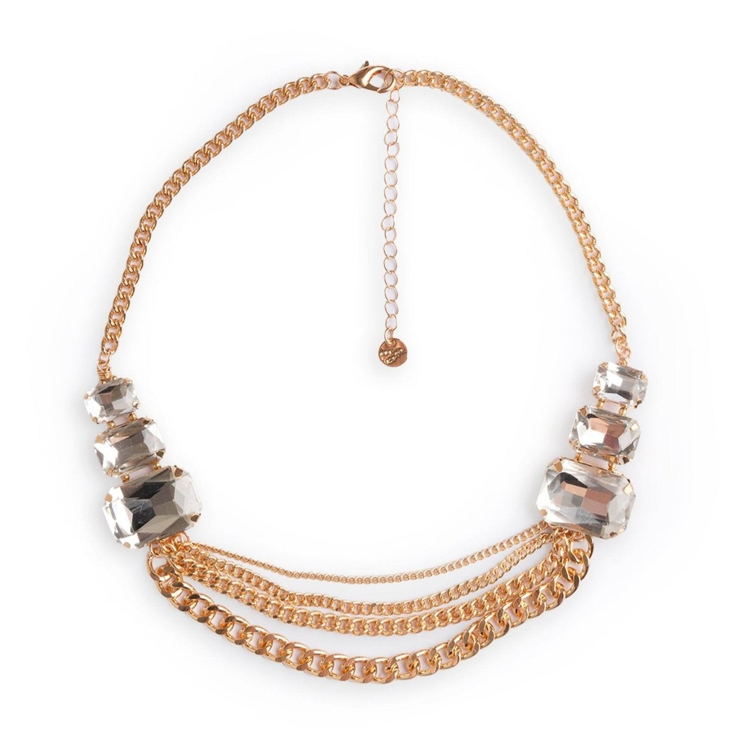 Collana girocollo con multi catene in metallo con inserti in vetro crystal - Mya Accessories