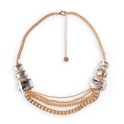 Collana girocollo con multi catene in metallo con inserti in vetro crystal - Mya Accessories