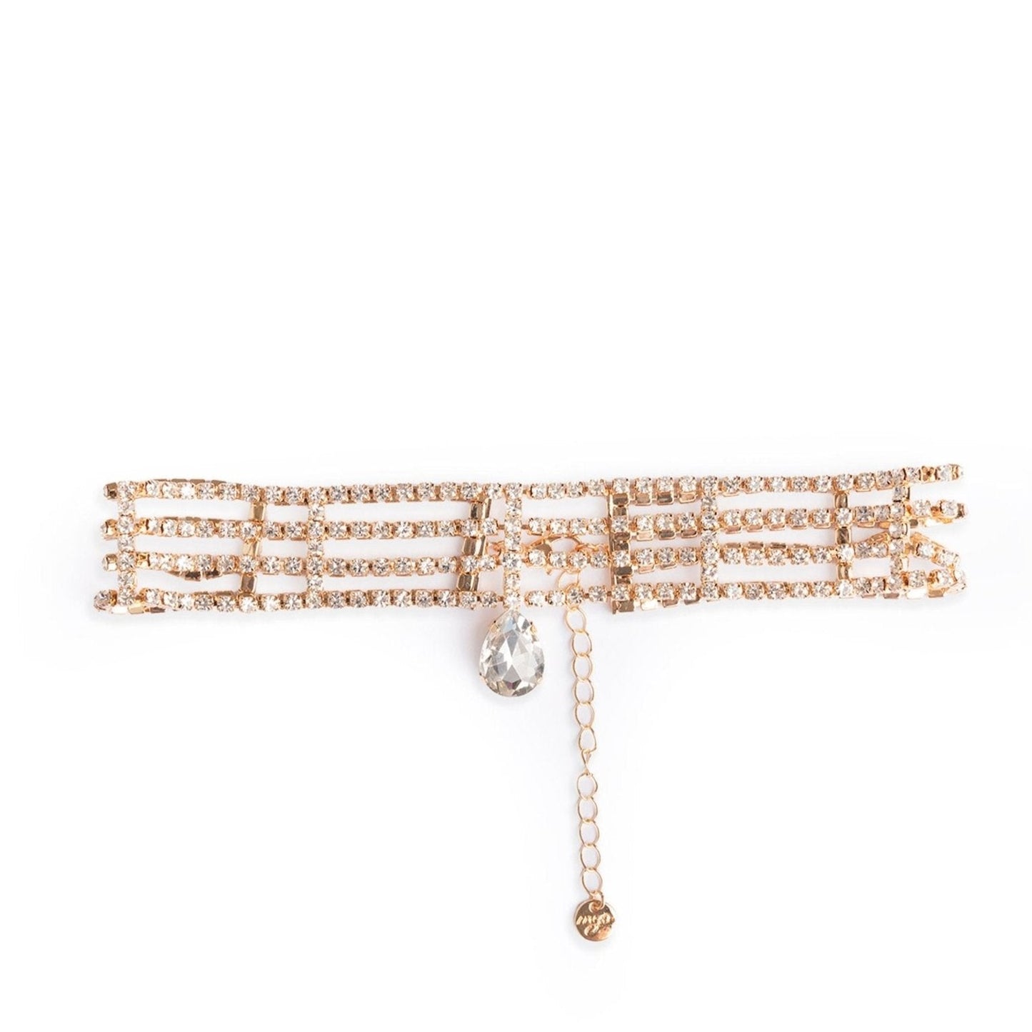 Collana girocollo fili strass vetro crystal pendente a goccia - Mya Accessories