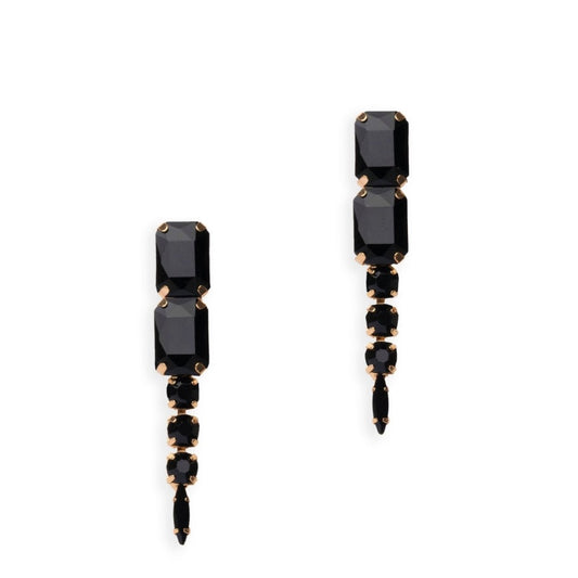 Orecchini pendenti con pietre in vetro nere - Mya Accessories