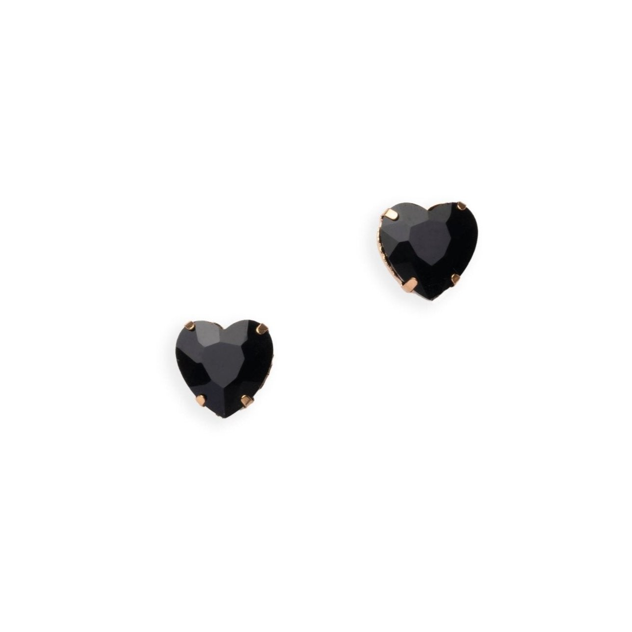 Orecchini con pietra in vetro a forma di cuore nero - Mya Accessories