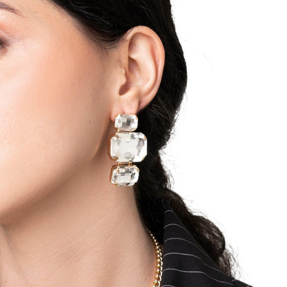 Orecchini pendente con tre parti in vetro crystal - Mya Accessories