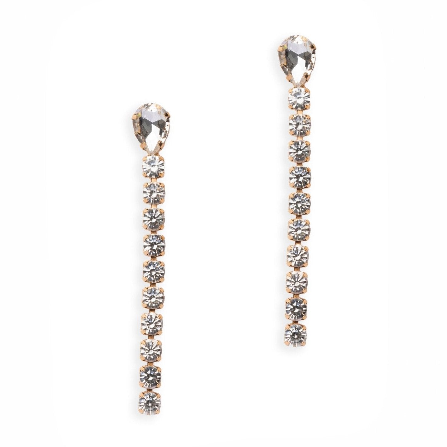 Orecchini pendenti lunghi con filo di strass con pietra a forma di goccia crystal - Mya Accessories