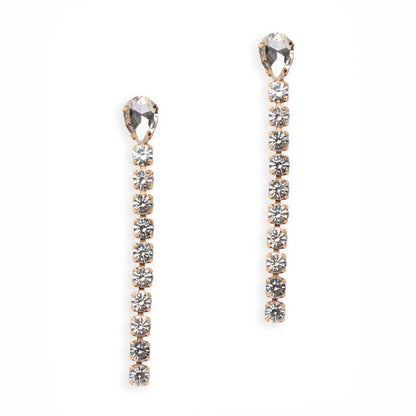 Orecchini pendenti lunghi con filo di strass con pietra a forma di goccia crystal - Mya Accessories