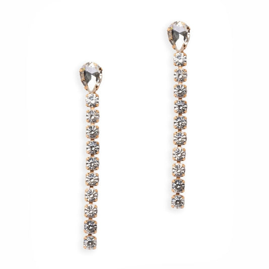Orecchini pendenti lunghi con filo di strass con pietra a forma di goccia crystal - Mya Accessories