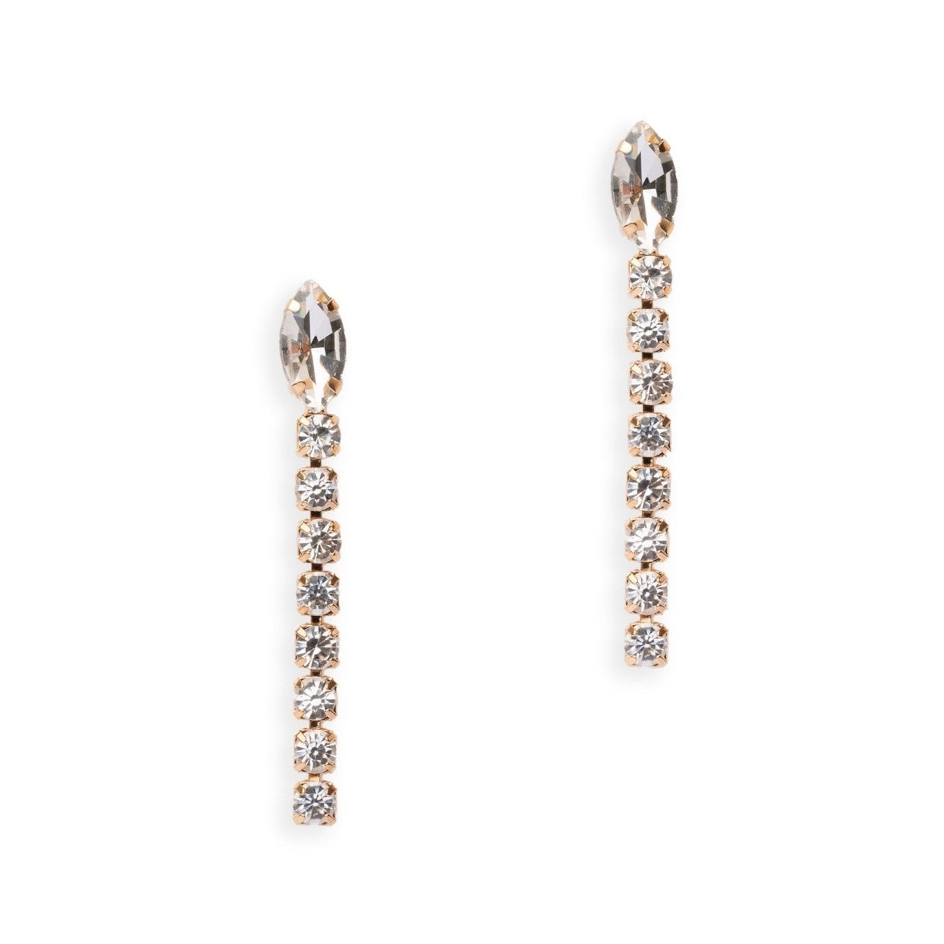 Orecchini pendenti lunghi con filo di strass con pietra a forma di foglia crystal - Mya Accessories