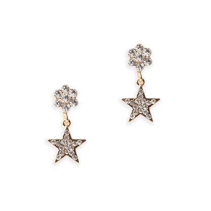 Orecchini pendenti in metallo con fiore e stella strass crystal - Mya Accessories