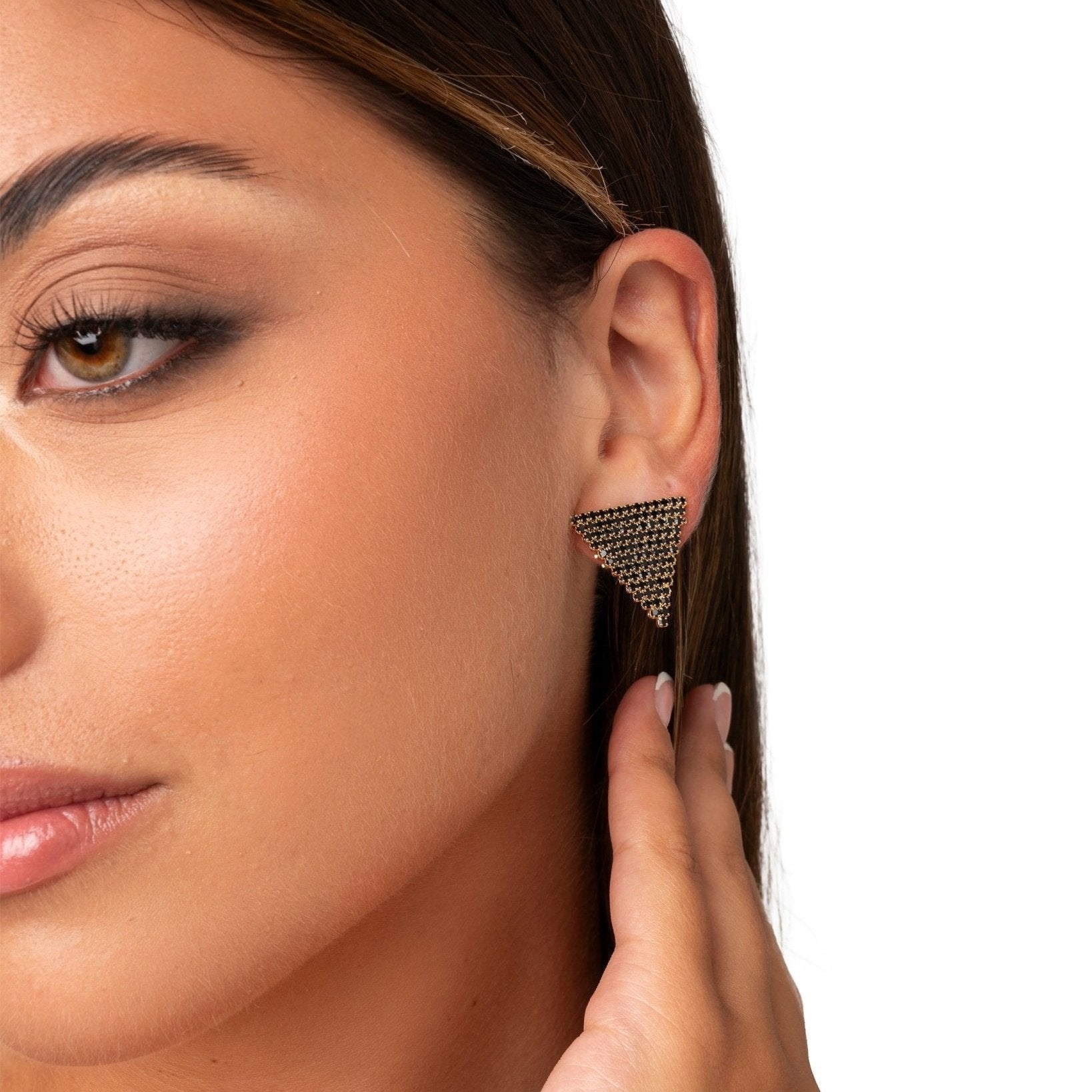 Orecchini triangolo strass neri - Mya Accessories