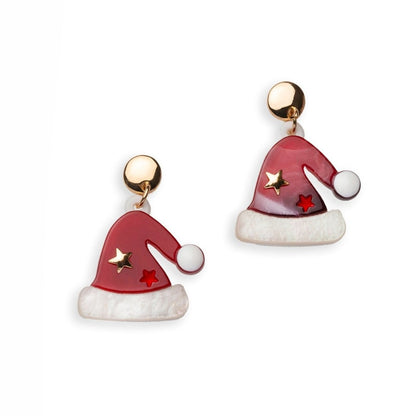 Orecchini in acrilico a forma di cappello di babbo natale - Mya Accessories