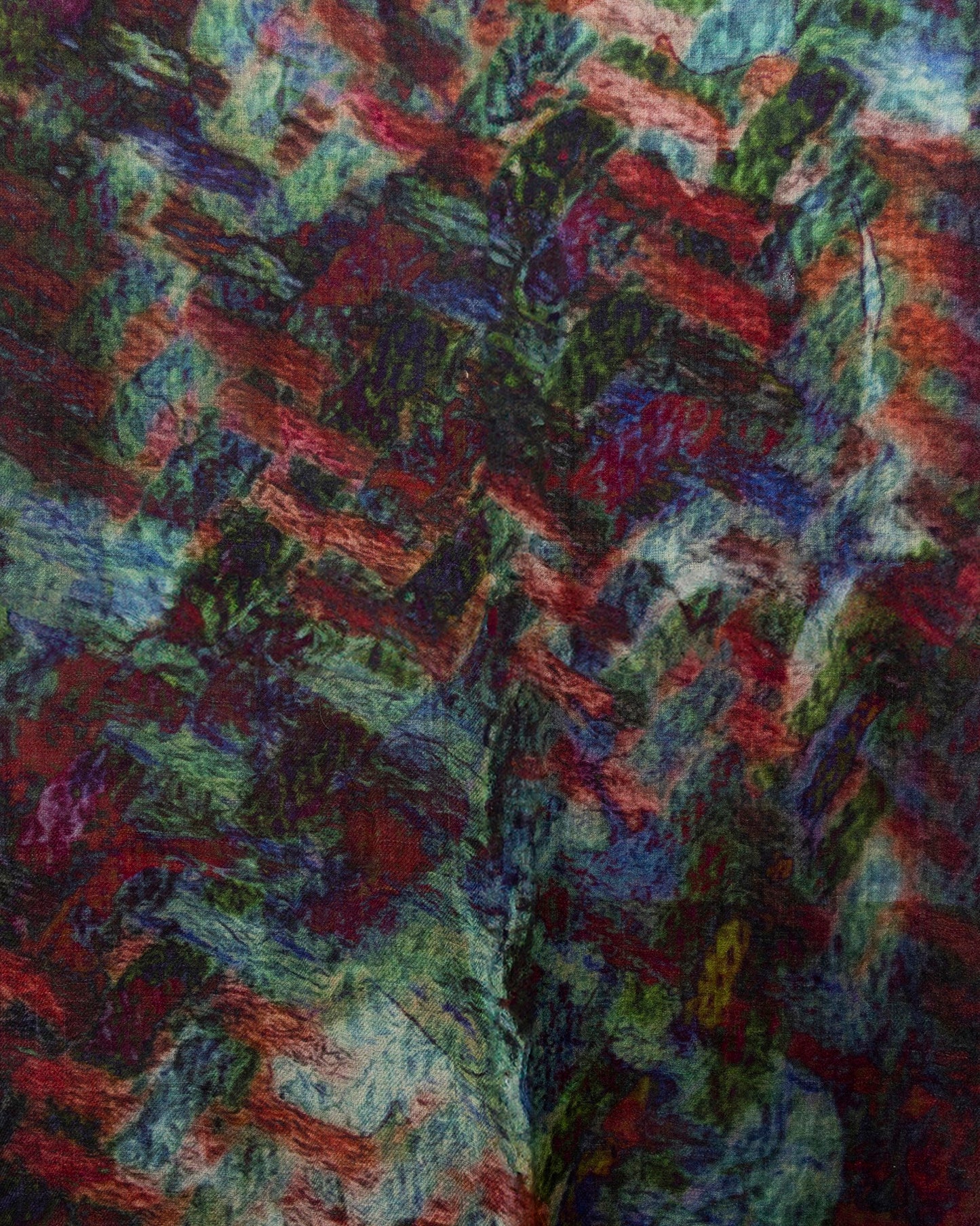 Sciarpa in pura lana con stampe astratte multicolore