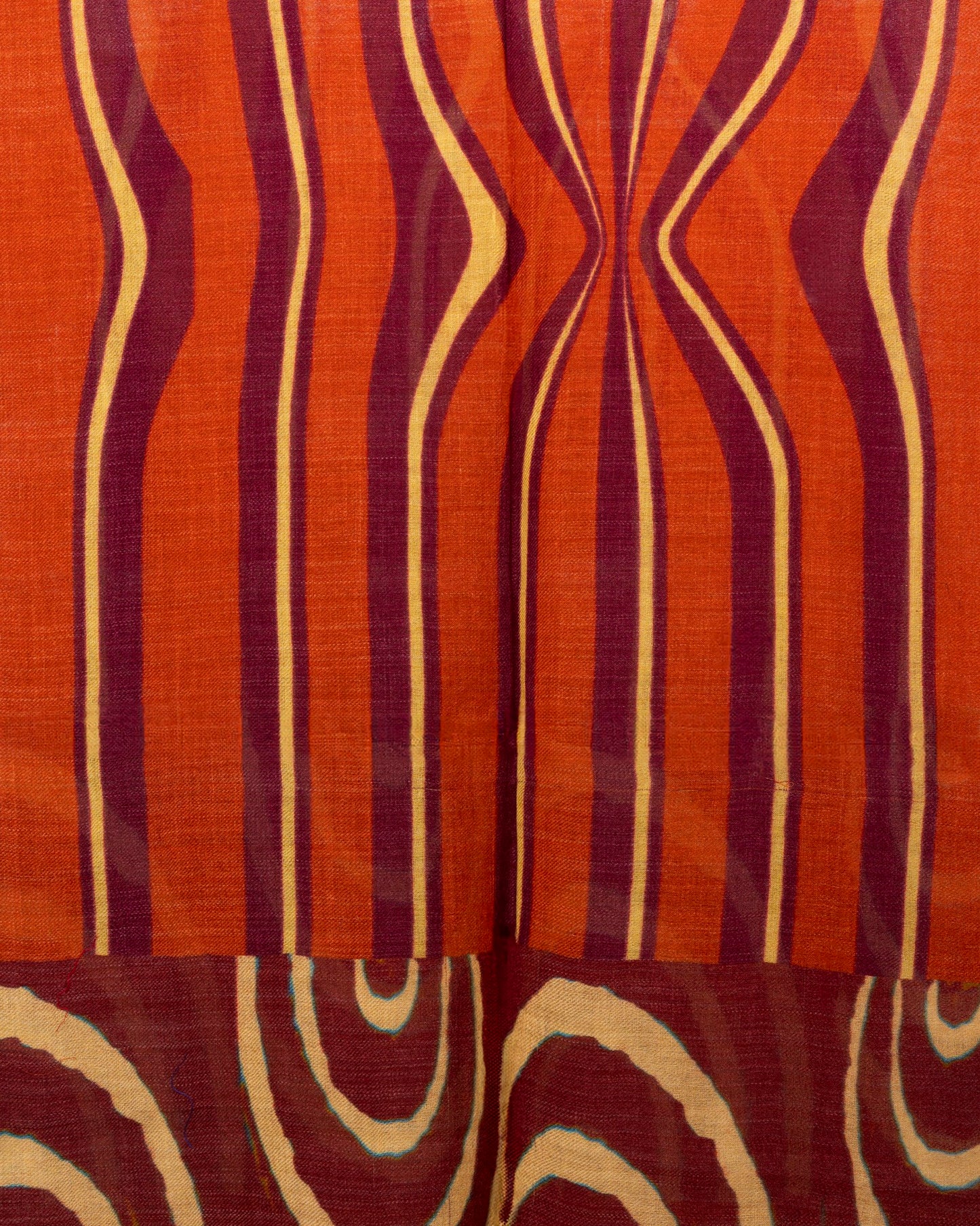 Sciarpa in pura lana con stampe geometriche tono arancione