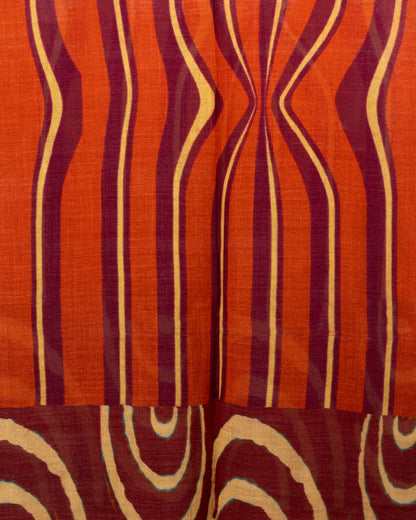 Sciarpa in pura lana con stampe geometriche tono arancione