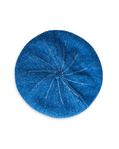 Basco in lana con finitura brillante blu
