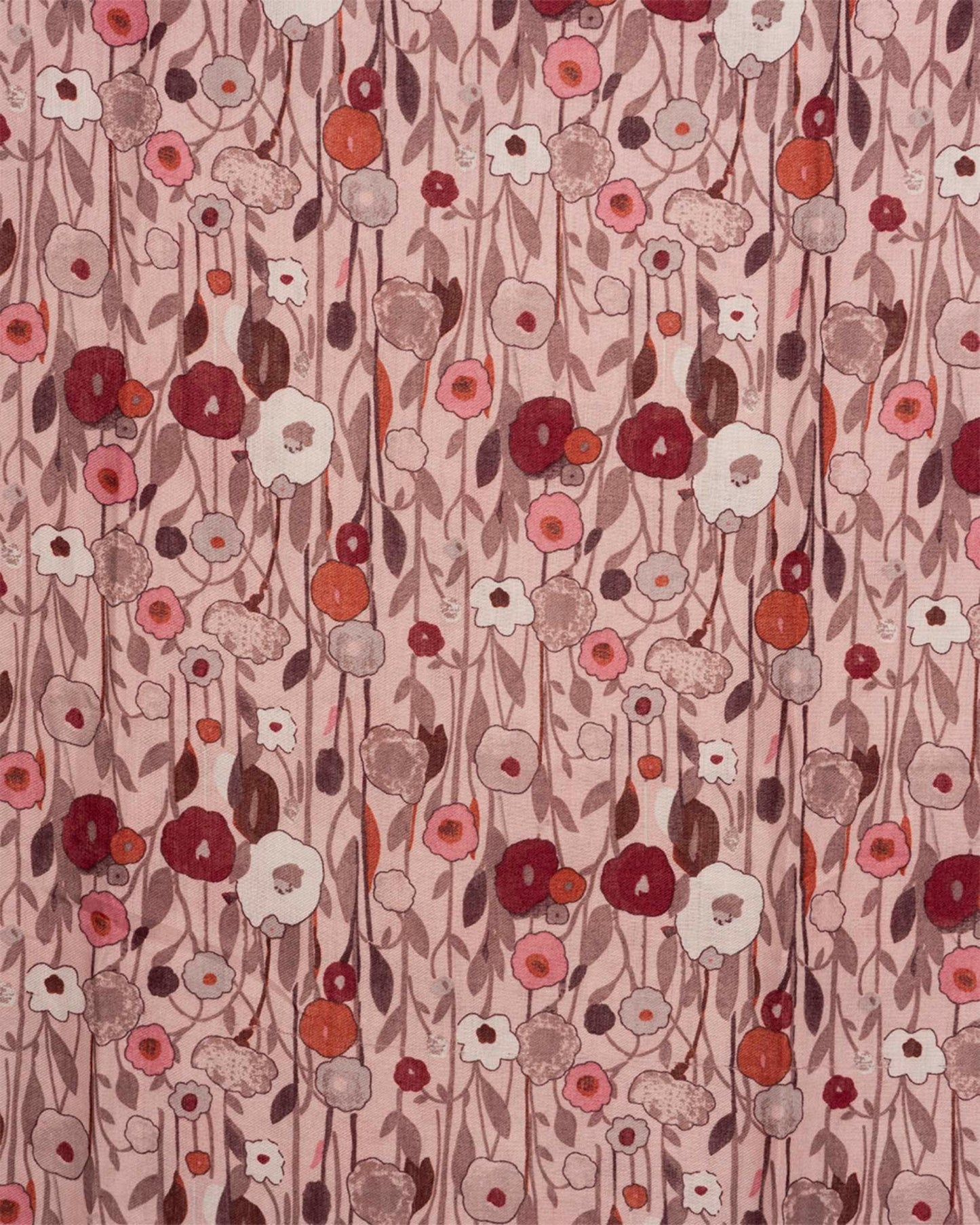 Sciarpa misto cotone rosa con stampa a fiori di campo