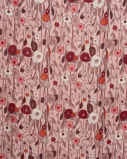 Sciarpa misto cotone rosa con stampa a fiori di campo