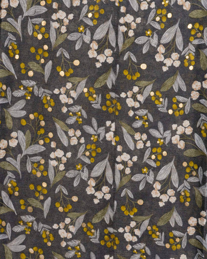 Sciarpa misto cotone grigia con stampa con fiori