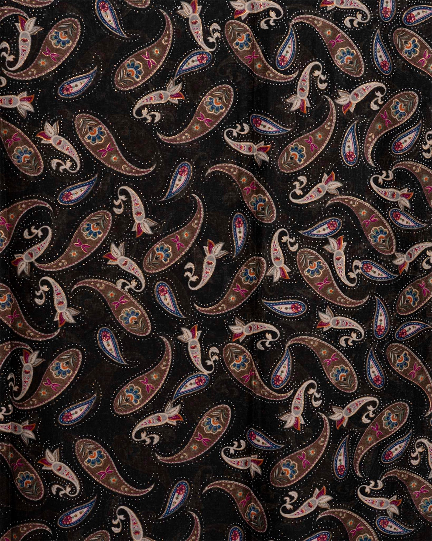 Sciarpa misto cotone nera con stampa paisley