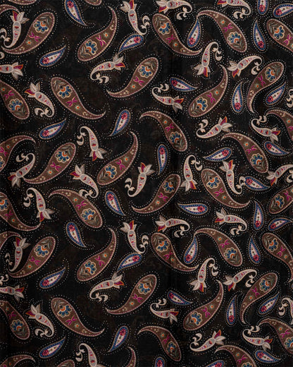 Sciarpa misto cotone nera con stampa paisley