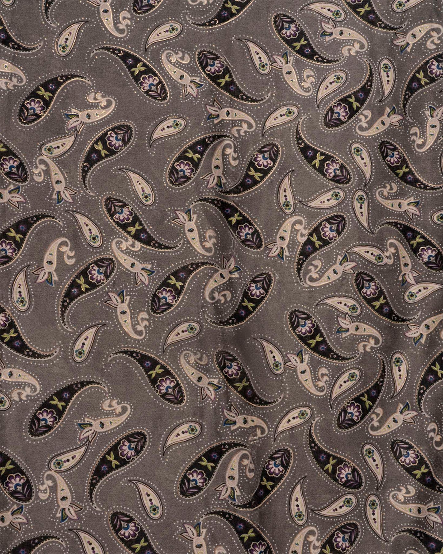 Sciarpa misto cotone grigia con stampa paisley
