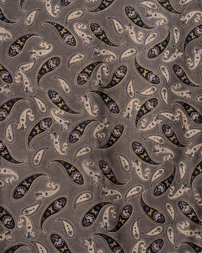 Sciarpa misto cotone grigia con stampa paisley