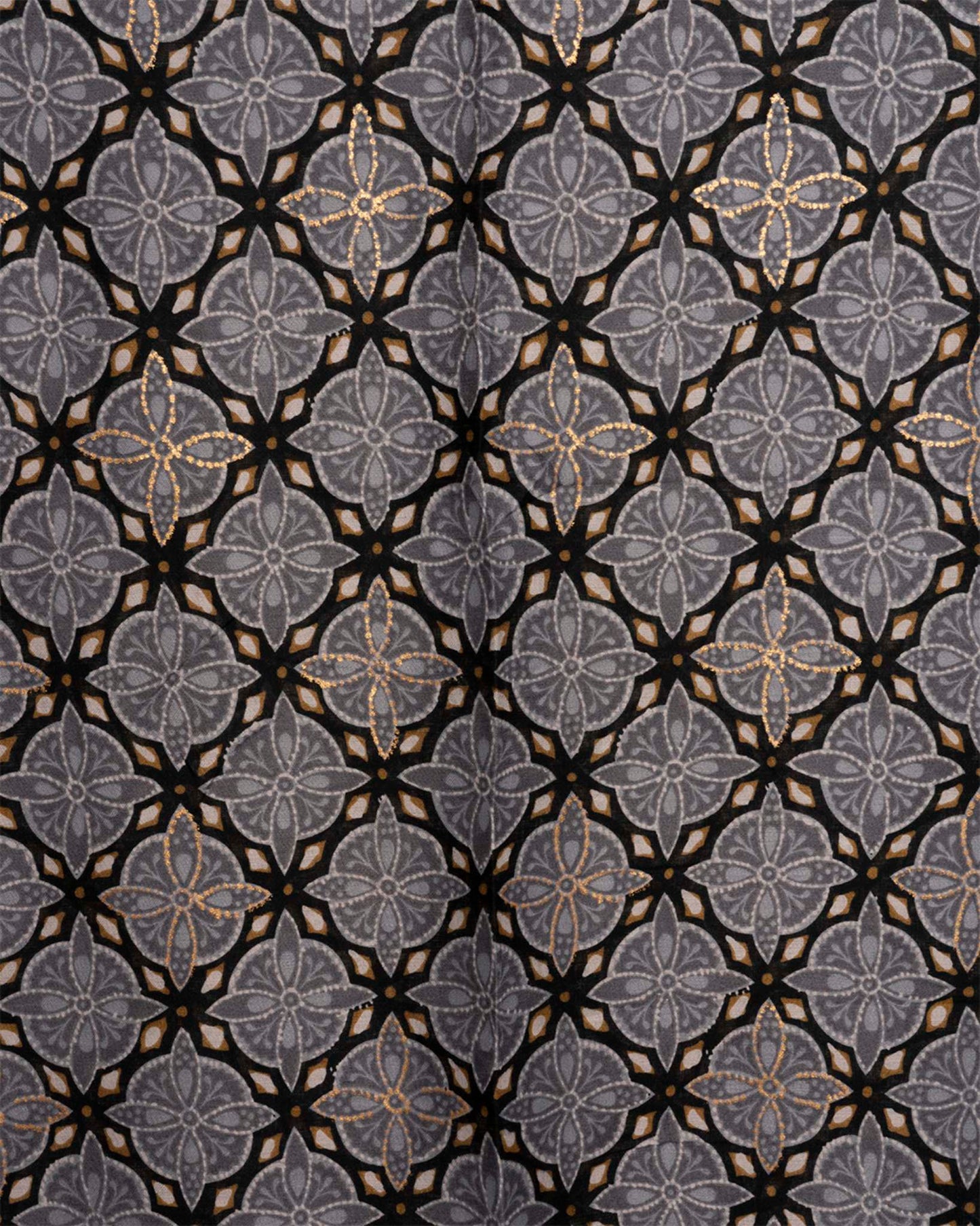 Sciarpa misto cotone nera con stampa geometrica
