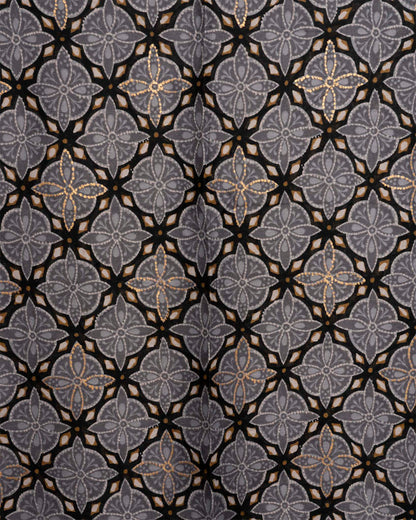 Sciarpa misto cotone nera con stampa geometrica