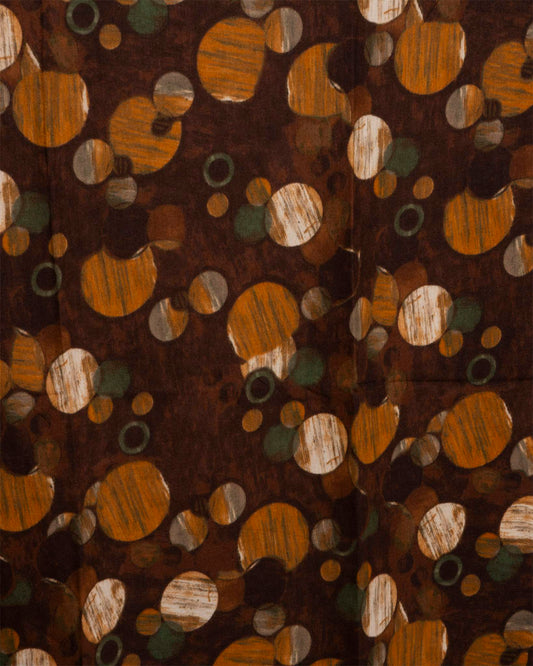 Sciarpa misto lana marrone con stampa a fantasia geometrica