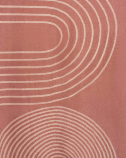 Sciarpa misto lana rosa con stampa a linee bianche