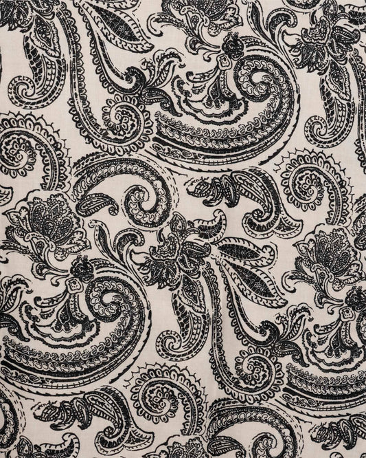 Sciarpa misto lana bianca con stampa a fantasia nera