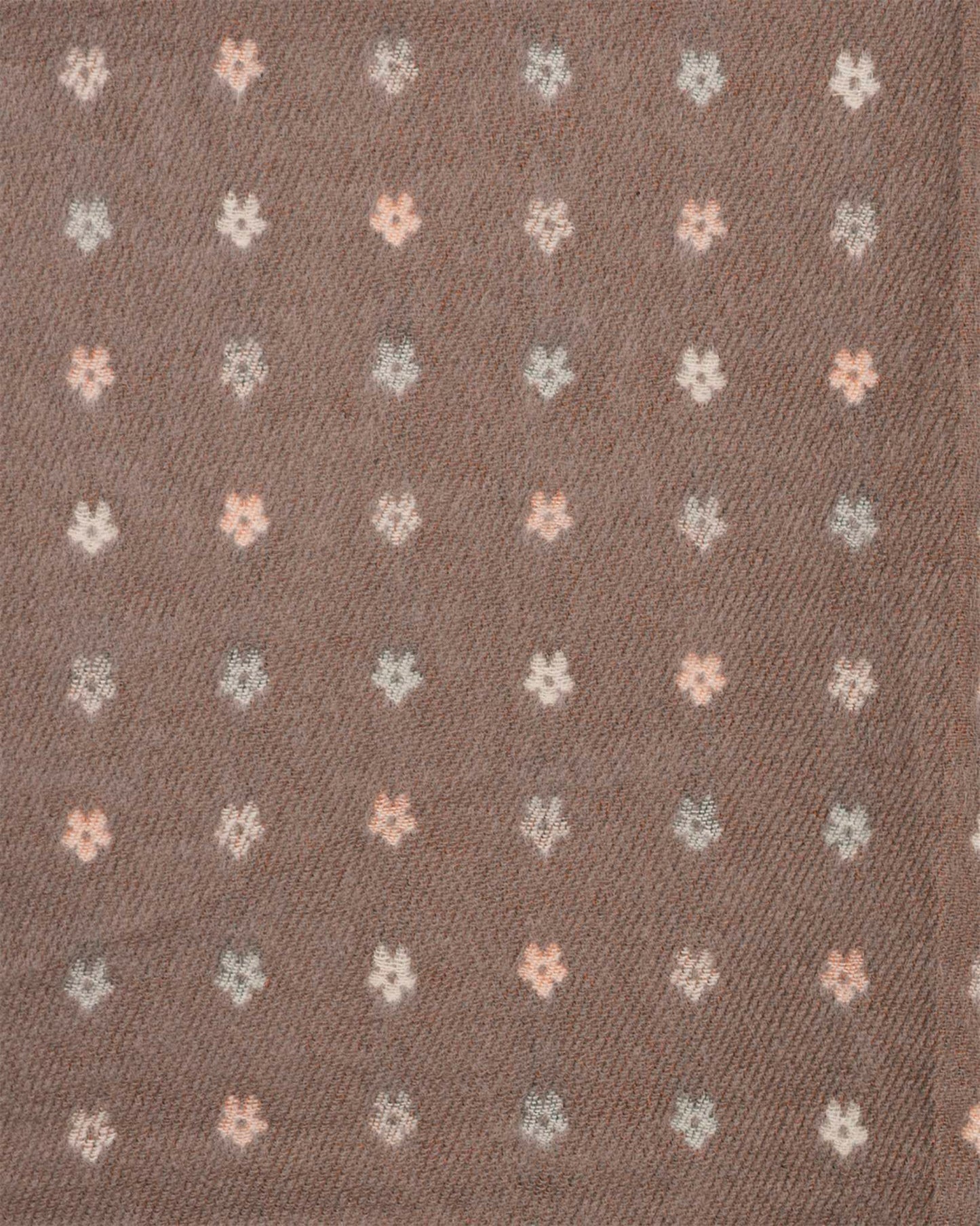 Sciarpa misto lana double face marrone e beige con stampa a fiorellini