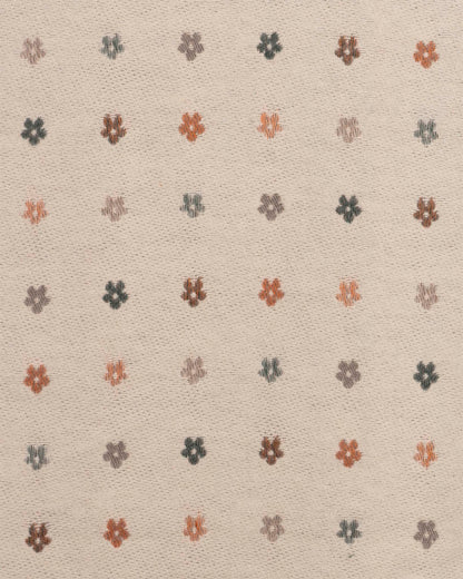 Sciarpa misto lana double face marrone e beige con stampa a fiorellini