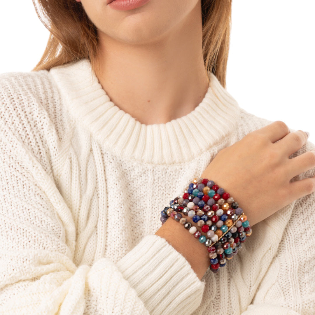 Bracciale a quattro fili elastici con micro cristalli muilticolore