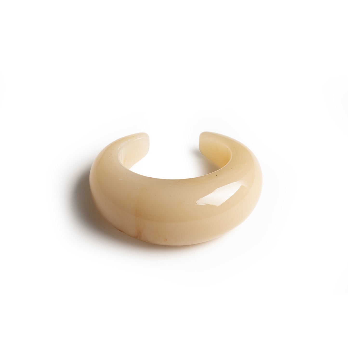 Bracciale semi luna rigido in resina beige