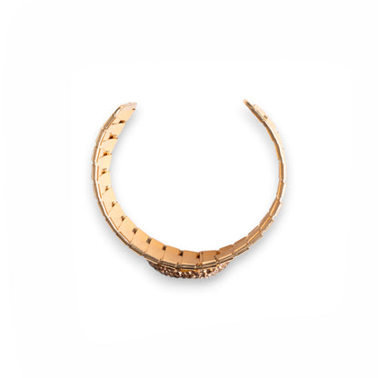 Bracciale rigido cuff in metallo con microcristalli in vetro e perla