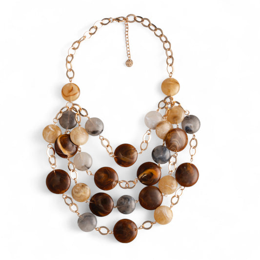 Collana a catena con cascata di pietre schiacciate in acrilico multi beige