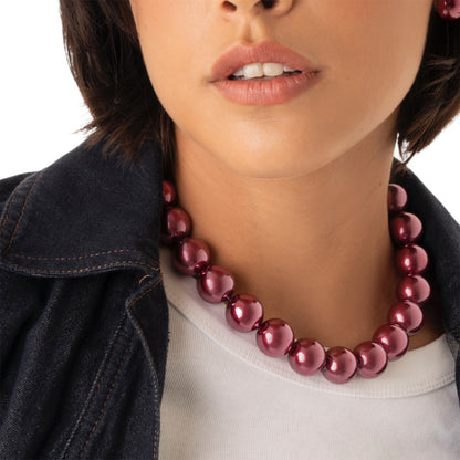 Collana girocollo con sfere tono viola