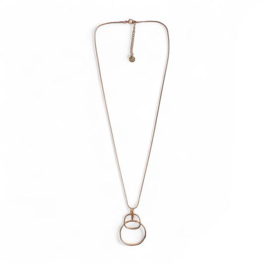 Collana lunga snake con pendente doppio cerchio