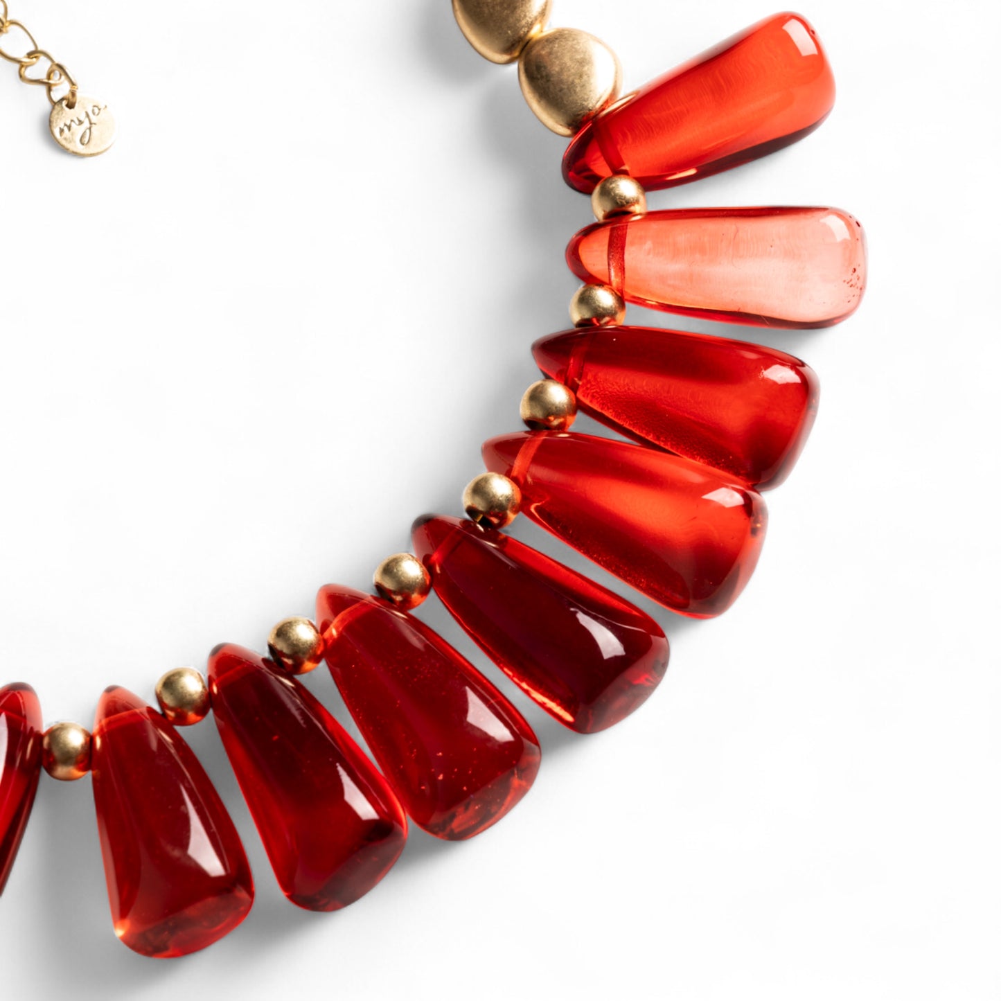 Collana girocollo con pietre in resina trasparente arancio