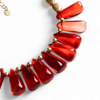 Collana girocollo con pietre in resina trasparente arancio