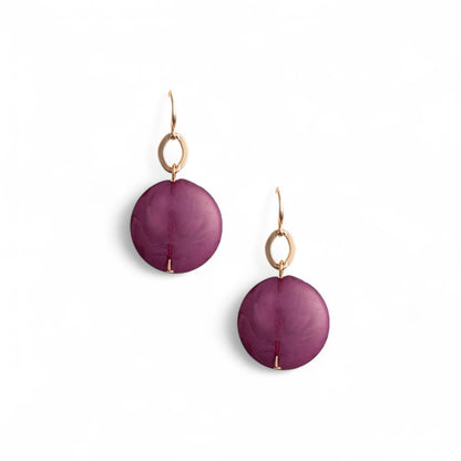 Orecchini pendenti con pietra schiacciata in acrilico viola