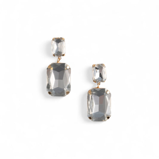 Orecchini pendenti con doppia pietra in vetro crystal