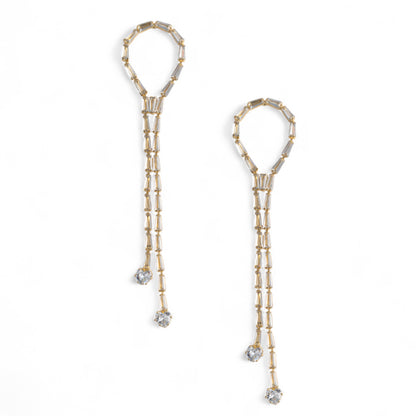 Orecchini pendenti lunghi con pietre in vetro crystal