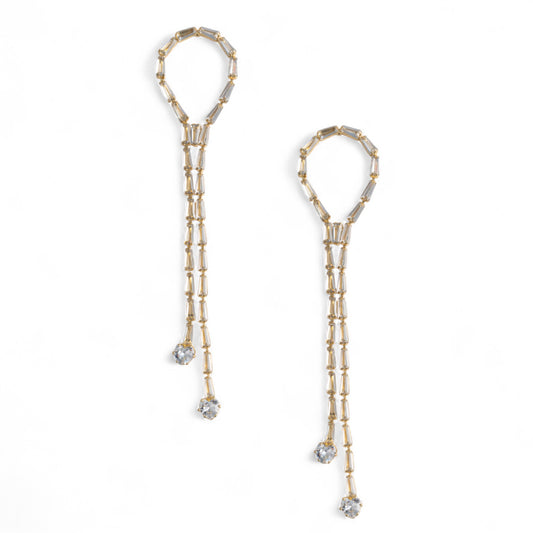 Orecchini pendenti lunghi con pietre in vetro crystal