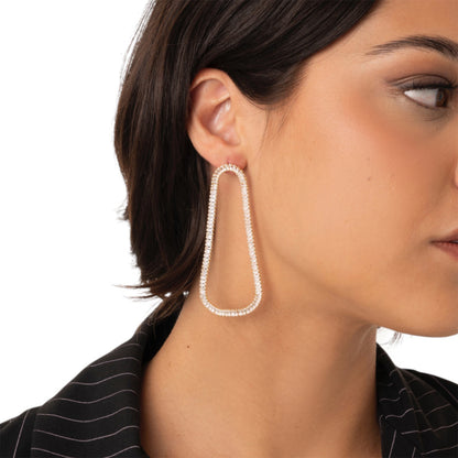 Orecchini in metallo dal design ovale con strass crystal