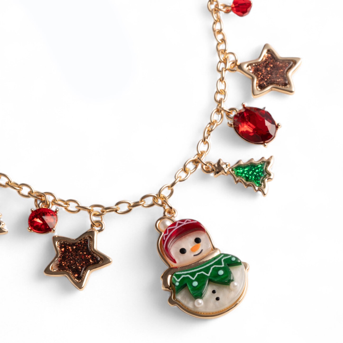 Collana girocollo a catena con charms pendenti in acrilico a tema natalizio